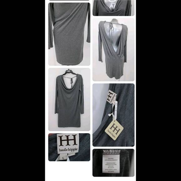 Haute Hippie long sleeve drapes Dress Size Large 3053 nwt. - Picture 2 of 12